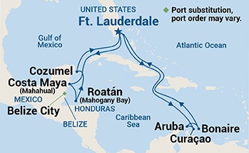 14-Day Caribbean East/West Adventurer Holiday Itinerary Map